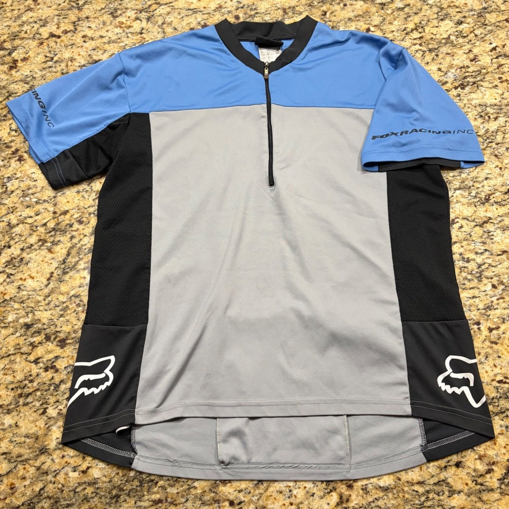 Fox Racing Mens Blue Grey Colorblock Quarter Zip Cycling Jersey Size L ws
